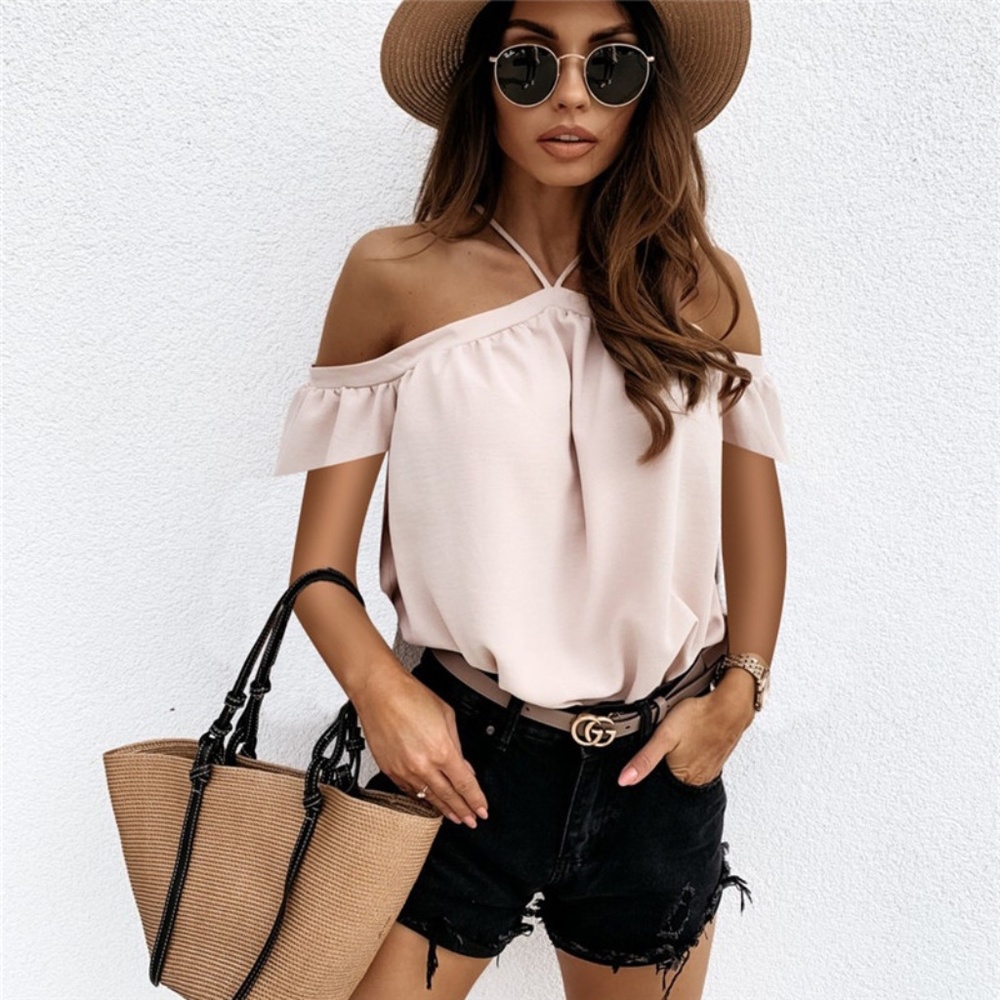 Off the Shoulder Chiffon Top